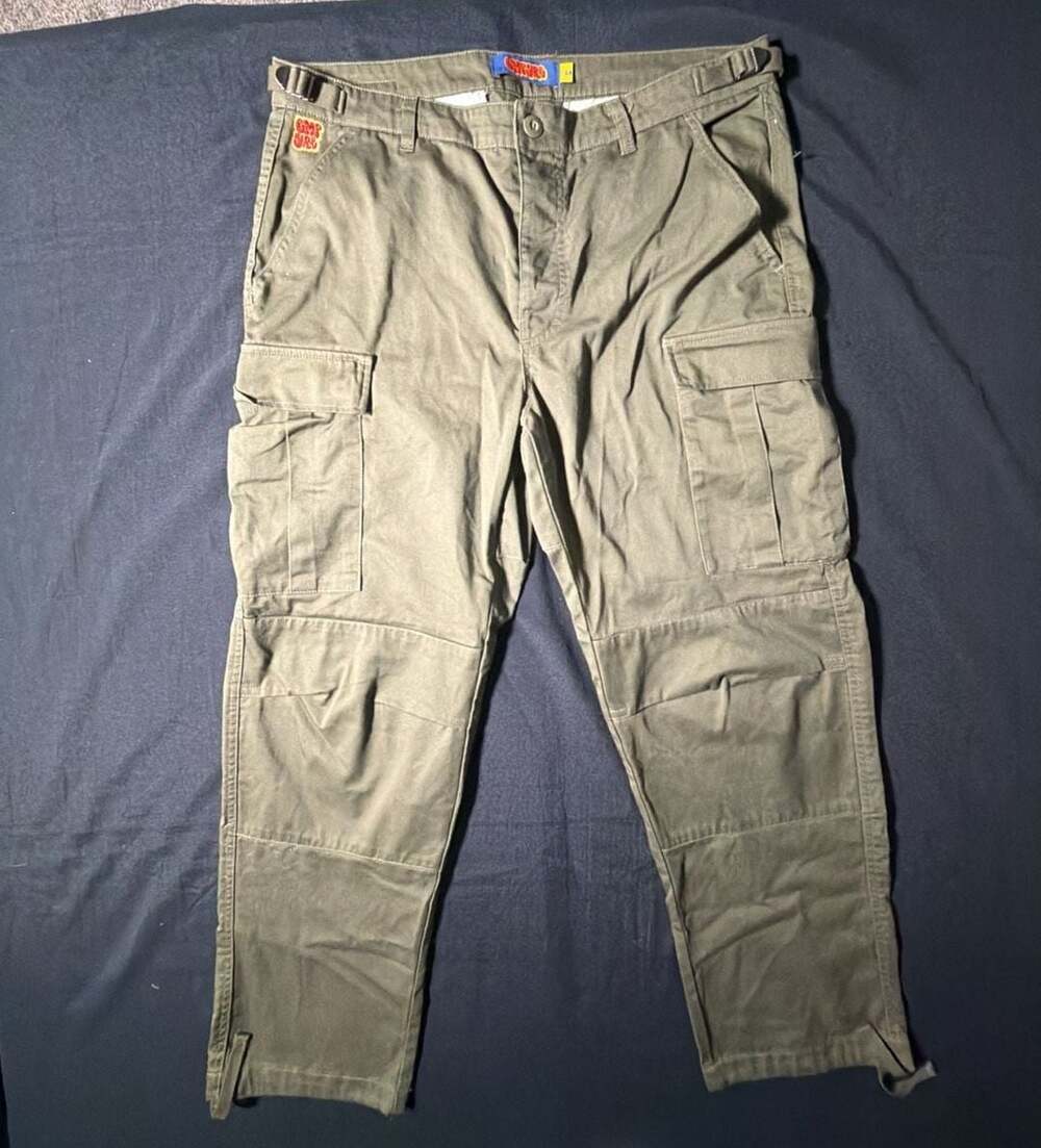 Empyre Relaxed Fit Cargo Pants Olive Green Utility Skater Trousers